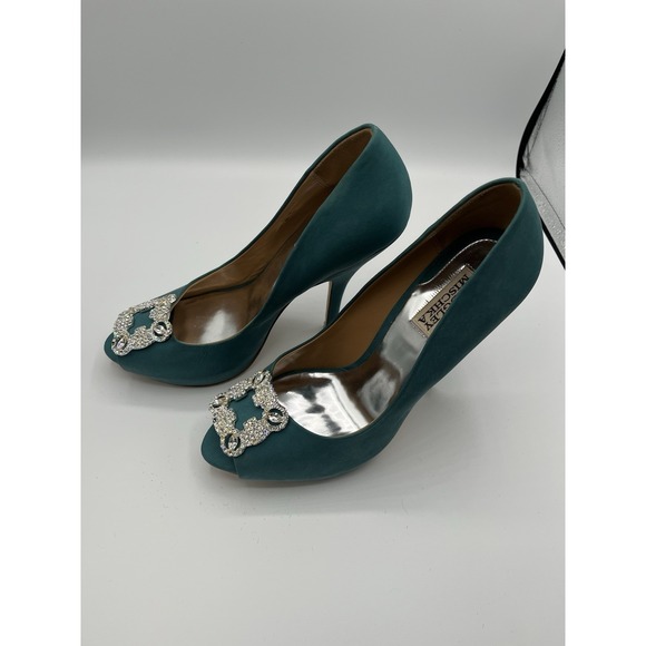 Bagley Mischka Jade Jeweled High Heeled Shoes - Picture 2 of 8